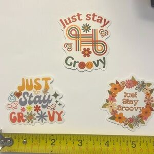 Just Stay Groovy Sticker Lot - 3 Vinyl Stickers Total